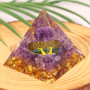 60mmアメジストチップ7チャクラスピリットヒーリングOrgone Pyramid For Positive Energy and Amethyst Crystal Ball