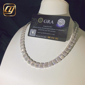 Fine Jewelry 9MM Sterling Silver 925 Hip Hop Pass Diamond Tester VVS Moissanite Diamond <b>Iced</b> <b>Out</b> Cuban Link <b>Chain</b> Necklace - Product Image 3