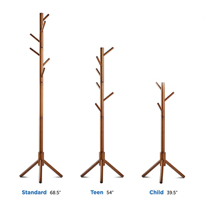 Sistema de exhibición de madera sólida para el hogar, estantería de bambú plegable con Árbol de madera, de Metal montado en la <span class=keywords><strong>pared</strong></span>, perchero negro colgante - Product Image 1