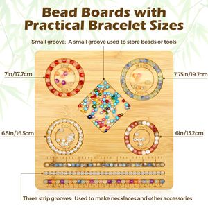 Tabla de cuentas de bambú con regla de medición para hacer pulseras, suministros de artesanía de joyería, herramienta guía de tamaño de 7 y 8 pulgadas - Product Image 3