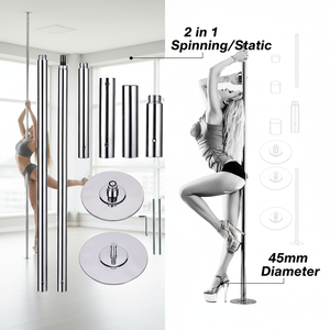 Barra de Baile Giratoria y Estática 2 en 1 de 45 mm, Altura Ajustable para <span class=keywords><strong>Principiantes</strong></span> en Fitness en Casa - Product Image 1