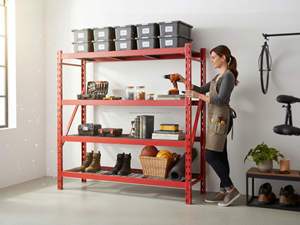 Organisateur à plusieurs niveaux cadre d'empilage de fil réglable résistant jaune pour le carton pliable en métal de garages - Product Image 3