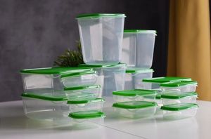 17 Piece Stackable Plastic Meal Prep Reusable Food Storage Containers with <b>Lids</b> Kitchen Organizer - Product Image 2