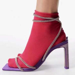 Scarpe da donna tacchi stringati sandali Sexy con strass a spillo Private Label Ladies <span class=keywords><strong>8</strong></span> <span class=keywords><strong>CM</strong></span> sandali in PU sandali con <span class=keywords><strong>tacco</strong></span> per le donne - Product Image 5