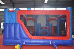 Maison de rebond gonflable en forme de château coloré avec toboggan pour location de fête d'enfants ou utilisation à domicile propose des thèmes de personnages de jeu amusants - Product Image 4