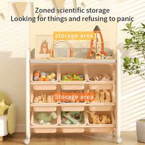 Feelbay Modern Cat Forma Estante De Brinquedo De Plástico com Rodas Crianças Armários Organizador De Roupas Racks De Armazenamento para Sala De Estar - Product Image 2