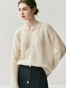Herbalife Yarn 75% Cachemira 25% Mulberry Silk Knitted Winter <span class=keywords><strong>Long</strong></span> Front Logo Mujer Cuello en V Thin Cardigan Sweater Coat - Product Image 3