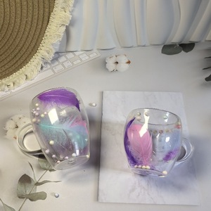 Tasse en verre double paroi de style créatif, tasse à café pour la maison, nouveau produit transfrontalier, tasse à fleurs séchées - Product Image 6