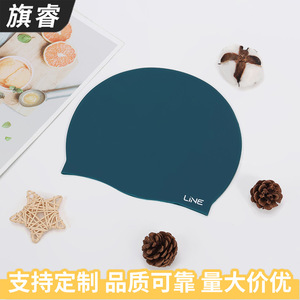 Silicone Swimming Cap Navy Blue Unisex Adult Size Breathable Comfortable For Swimming - Product Image 3