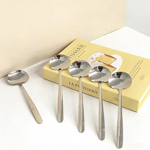 Stainless Steel Mushroom Spoon 2 Piece Set Round Headed Soup Dessert Spoon Household Cooking <b>Utensil</b> - Product Image 3