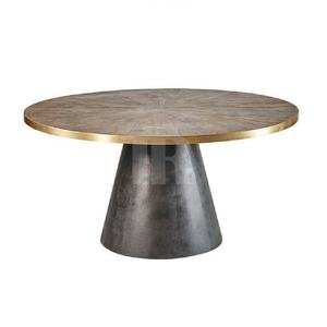 Mesa de Comedor Redonda Clásica de Madera Maciza Reciclada de Malasia con Base de Acero Inoxidable - Product Image 6