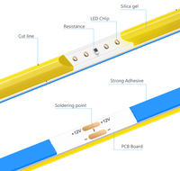 شريط إضاءة COB LED 320 480 LEDs/m 16.4ft عالي الكثافة, شريط مرن 3000-6500K RA90 Led أضواء DC12V 24V