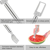 2-in-1 Handmatige RVS Watermeloen Snijder Vork Multifunctionele Fruit Snijder Kubus Snijder Draagbaar Keuken Gereedschap voor Feestjes