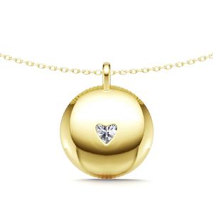 Joyería de diseño Original 925 corazón de plata Zirconia cúbica chapado en oro Sunburst rayos rayas círculo geométrico disco colgante collar - Product Image 4