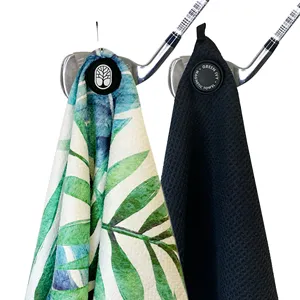 定制高强度磁铁超细纤维高尔夫毛巾，带磁性夹，适用于男女高尔夫球袋