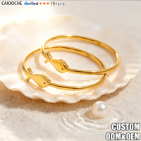 CAIOOCHE Nuevo Anillo de Acero Inoxidable PVD Chapado en Oro de 18K con Diseño de Pez, Joyería de Moda, Accesorios para Mujer