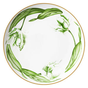 Vente en gros d'assiettes à dîner en céramique à motif <span class=keywords><strong>de</strong></span> fleurs <span class=keywords><strong>de</strong></span> <span class=keywords><strong>pois</strong></span> verts, vaisselle <span class=keywords><strong>de</strong></span> mariage design rond pour fête, caractéristique durable - Product Image 2