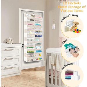 Organisateur suspendu pour porte, 12 compartiments, couleur crème, pour rangement dans le placard, la cuisine ou derrière la porte - Product Image 6