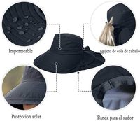 Chapeau de randonnée Boonie imperméable en nylon avec sangle de menton amovible, protection solaire UPF 50+, idéal pour le camping, la pêche, les voyages et la plage