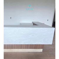 Planche de travail en acrylique massif de 12 mm pour comptoir de réception d'hôtel, comptoir de cuisine, grande dalle, résistant à l'eau, de la marque Surface Solution