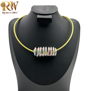 Rebeccawu迪拜珠宝精品套装项链耳环经典复古时尚珠宝耳钉戒指镀金珠宝套装 - Product Image 2