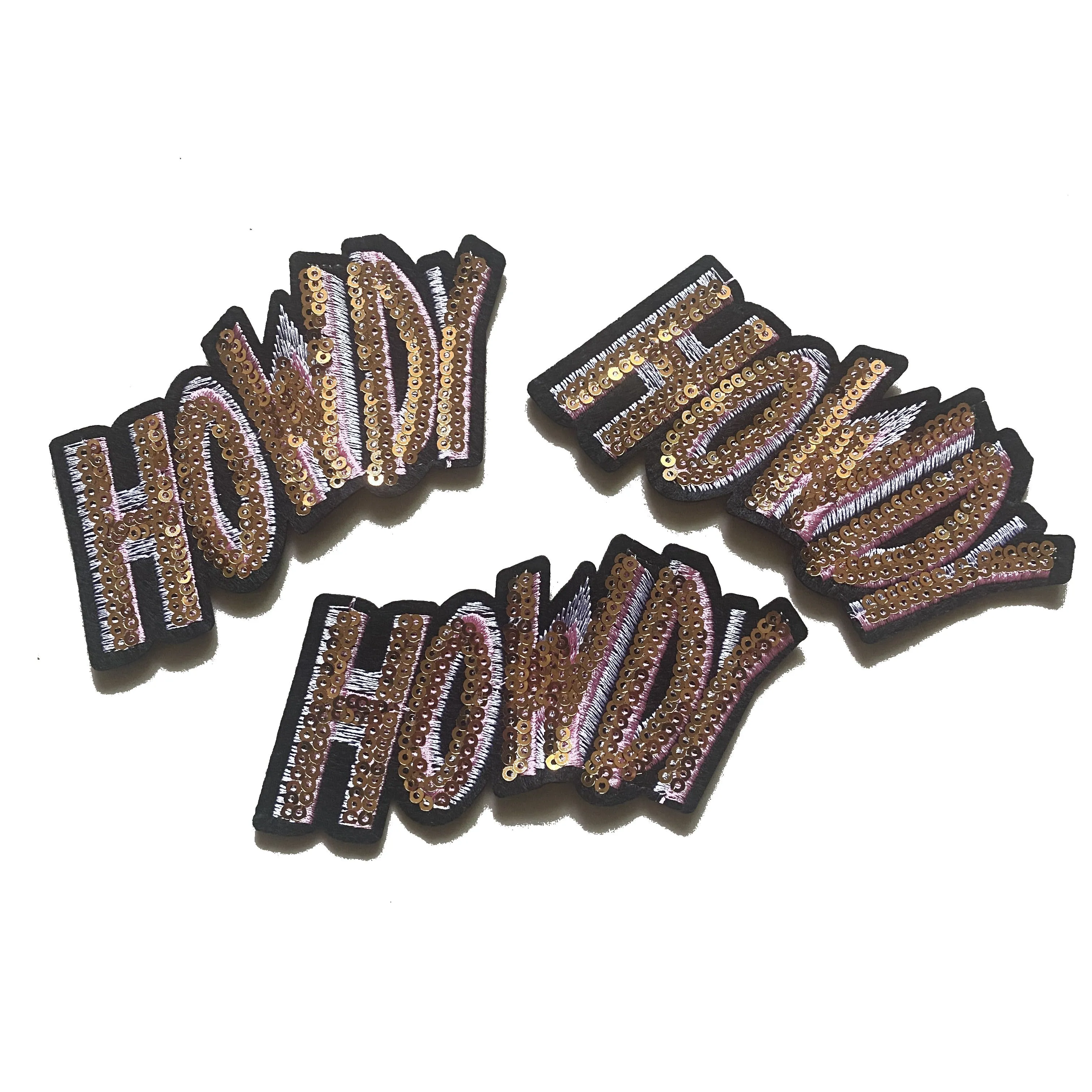 Yeni pullu HOWDY logo yama kumaş yama ütülenmiş olabilir giyim aksesuarları mektup payet arma