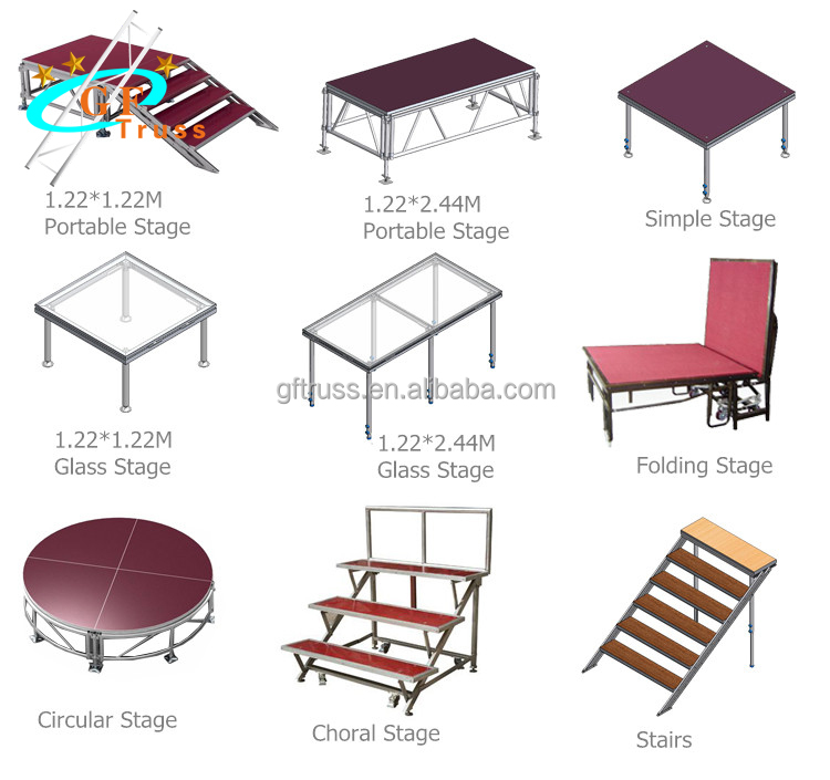 Assemble Mobile Wedding Swimming Pool Stage Glass Acrylic Stage Aluminum Frame