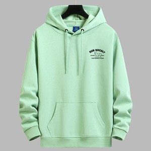 เสื้อฮู้ดผู้ชาย ผ้าฝ้าย 100% ทรงปกติ สีน้ำเงินล้วน พิมพ์ลายด้านหน้า สวมใส่สบายๆ สำหรับฤดูใบไม้ร่วง - Product Image 2
