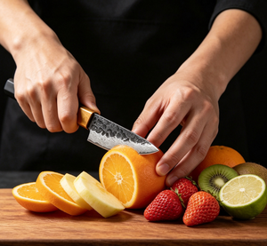 Couteau à éplucher en acier Damas de qualité supérieure, couteau utilitaire de style japonais, manche en bois de luxe pour éplucher, trancher les fruits et légumes - Product Image 2