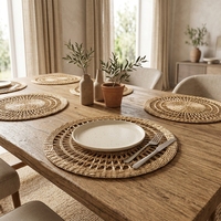 Set de table rond en jonc de mer naturel tressé, décoration murale tissée, style bohème et rustique, pour la maison et la salle à manger, taille personnalisée