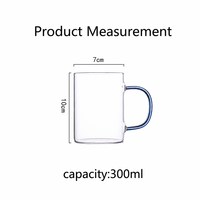 Assortiment van 6 glazen glazen met gekleurde handvatten voor thee, koffie, water, keuken, drinkset
