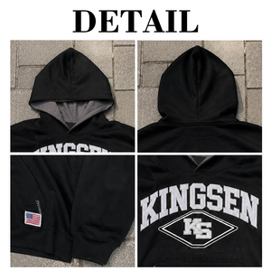 เสื้อฮู้ดดี้ทรงบ็อกซี่ผ้าฝ้ายเฟรนช์เทอร์รี่เนื้อหนา พิมพ์ลาย DTG ล้างสีแบบแอซิดวอช ฟอกสีซีดแบบซันเฟด แต่งแพทช์ปักด้านใน - Product Image 6