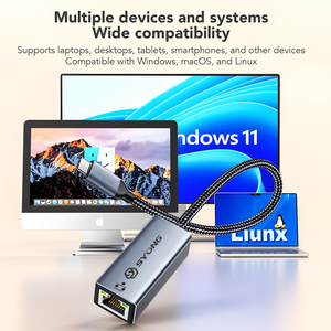Adaptateur USB-C vers Ethernet SYONG, Hub 1 port Type-C 1 Gbit/s (Thunderbolt 4/3) vers Dongle réseau RJ45, pour <span class=keywords><strong>MacBook</strong></span>, iPhone 17 <span class=keywords><strong>Pro</strong></span>/Max - Product Image 6