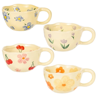 Tasse à café en céramique de style contemporain, grande capacité, tasse à lait, motif floral mignon, ustensiles de cuisine, passe au micro-ondes et au lave-vaisselle