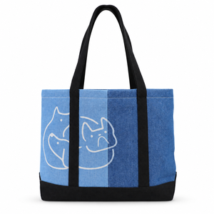 Bolsa de Mano de Lona de Algodón Azul, Bolsa de Compras Reutilizable, Bolsa de Supermercado con Impresión Personalizada para Viajes Diarios - Product Image 1