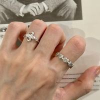 Ensemble de bagues vintage en argent mat pour femmes, bijoux empilables avec motifs cœur et fleur de lys d'inspiration antique