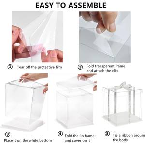 Tamaños personalizados Nuevo estilo Boda Fiesta de cumpleaños Caja de pastel transparente Rectángulo Pequeña caja de pastel transparente - Product Image 6