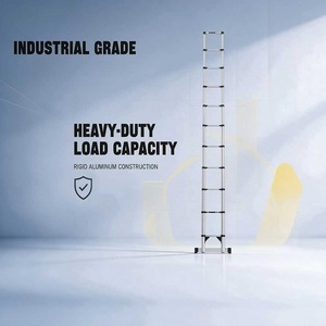 Échelle pliante en aluminium certifiée EN131 de 4,7 m, 12 marches, hauteur extensible, descente lente, échelle industrielle d'extérieur, charge de 150 kg - Product Image 2