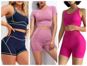 Büyük boy kadın spor Yoga seti 2-piece Sling egzersiz seti toptan kadın Fitness şortu Set - Product Image 5