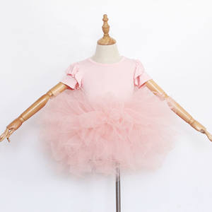 Vestidos de Princesa de Manga Corta en Color Rosa Bebé de Alta Calidad para Niñas - Product Image 1