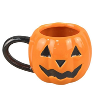 Orange Geometrisches Muster Glasierte Keramik Umweltfreundliche Luxus-Kaffeetasse - Kreatives Halloween-Geschenk 300-400ml