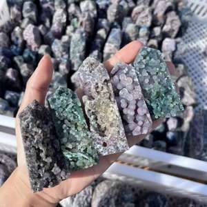 คริสตัลบำบัดคุณภาพสูง หินดิบธรรมชาติ พรีไนต์รูปทรงหอคอยสีเขียว สำหรับตกแต่งบ้าน - Product Image 6