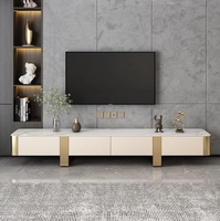 Meuble TV et table basse en MDF marbré, style nordique moderne, avec plateau en roche, pour salon