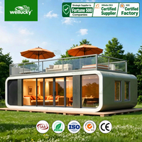 Cabane de luxe clé en main pour les développeurs de complexes de glamping |   Façade en verre panoramique, compatible maison intelligente, entièrement meublée
