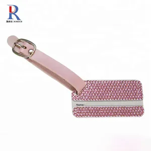 Lowest MOQ bling bling high quality Aluminum Luggage Tags crystal inlaid Luggage Tag