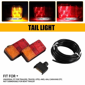 Ensemble de feux arrière LED 12V, lentille rouge ambre, compatible universellement avec les remorques, les camions, les UTEs, les 4x4, les caravanes - Product Image 1