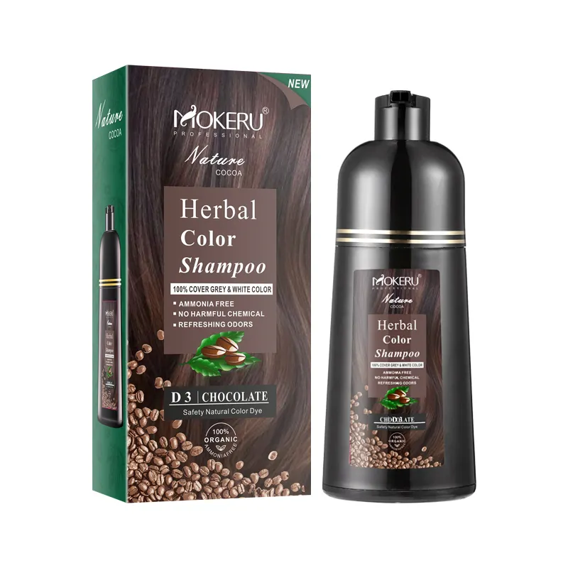 Mokeru Natural Organic Brown Hair Color Permanent Coloring Shampoo Long Lasting Coffee Dye Shampoo For Women Professional Dye