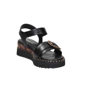 Sandales compensées Tamaris pour femme, noires, talon de 5 cm, taille 38, style plateforme - Product Image 4