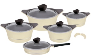 Ensemble de 10 ustensiles de cuisine en aluminium moulé sous pression, revêtement céramique antiadhésif sans PFOA, compatible induction, écologique, personnalisable en gros (OEM) - Product Image 2