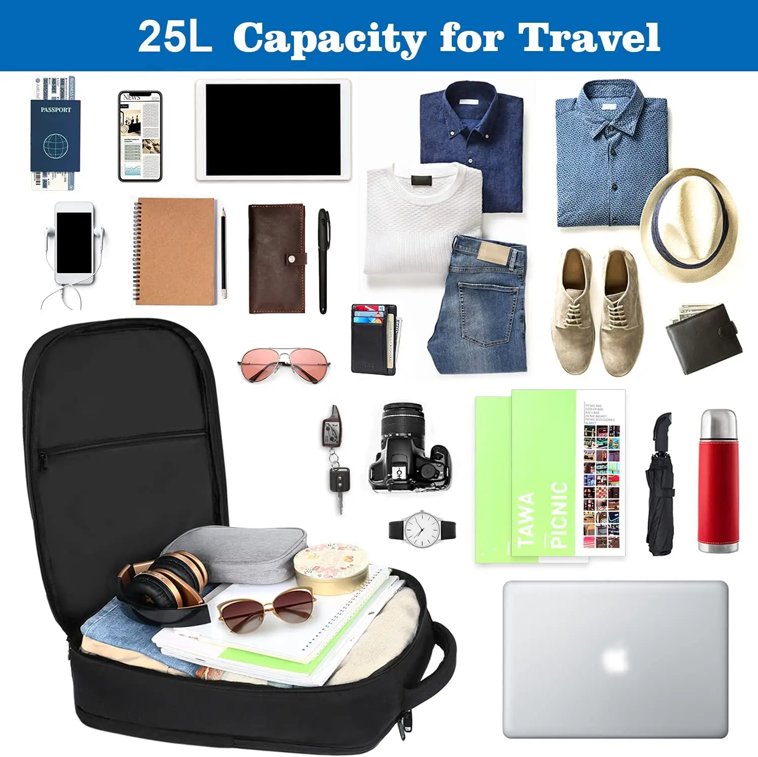 Custom Logo 17 Inch Polyester Travel Laptop Backpack Flight Approved Carry On Bag Business Travel Backpack
